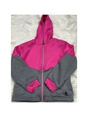 Body Glove Girls Hooded Jacket Coat Full Zip Size 6X Gray Pink Color Block